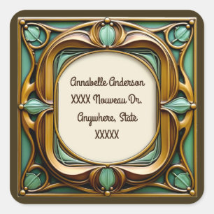 Art Nouveau Personalise Square Sticker