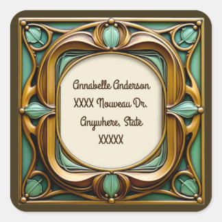 Art Nouveau Personalise Square Sticker