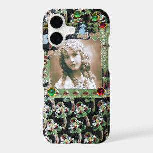 ART NOUVEAU PHOTO TEMPLATE BLACK GREEN RED GEMS