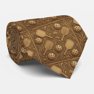Art Nouveau Pickleball Necktie – Brown Elegant
