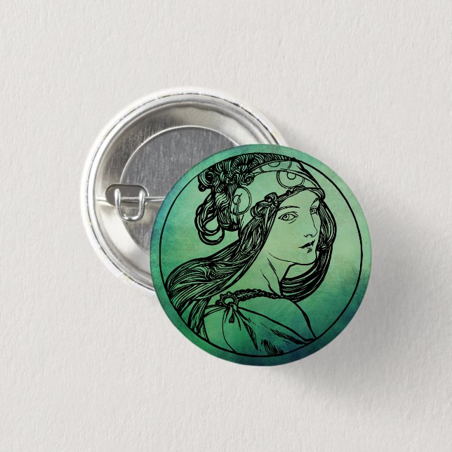 Art Nouveau Pinback Button (Front & Back)