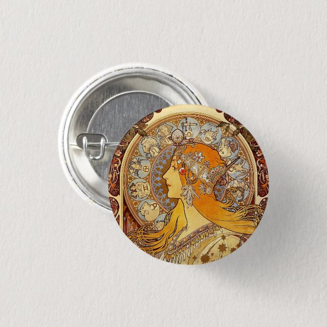 Art Nouveau Pinback Button (Front & Back)