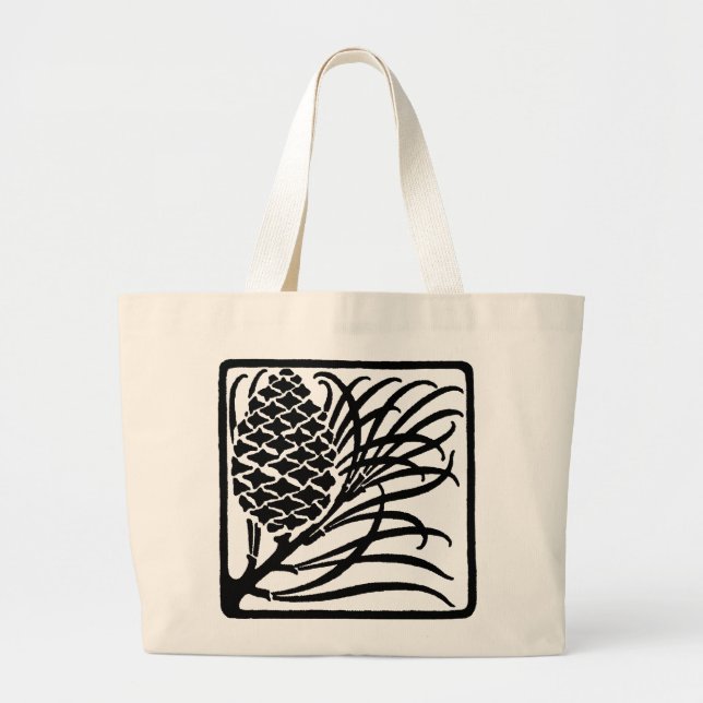 Art Nouveau Pine Cone Large Tote Bag (Front)