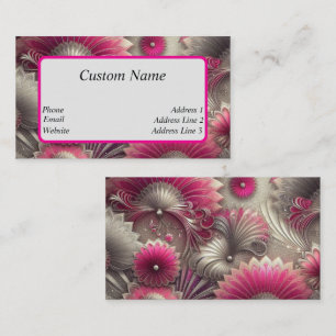 Art Nouveau Pink and Silver Fans Business Card