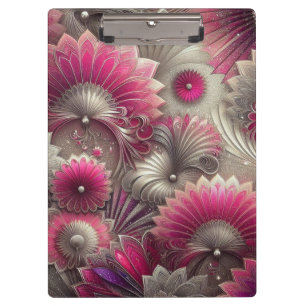Art Nouveau Pink and Silver Fans Clipboard