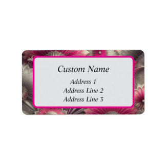 Art Nouveau Pink and Silver Fans Label