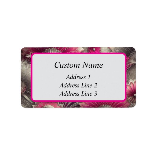 Art Nouveau Pink and Silver Fans Label (Front)