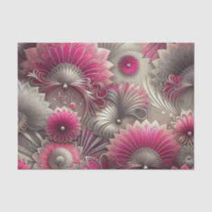 Art Nouveau Pink and Silver Fans Tissue Paper