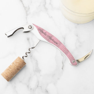 Art nouveau,pink, floral pattern,metallic chic,ele corkscrew