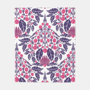Art Nouveau Pink & Purple-Vintage Floral Scallop  Fleece Blanket
