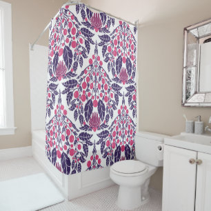 Art Nouveau  Pink & Purple–Vintage Floral Scallop  Shower Curtain