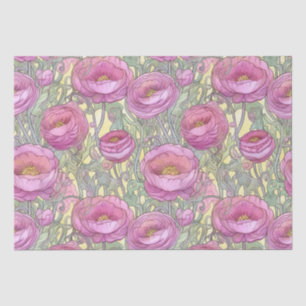 Art Nouveau pink ranunculus Tissue Paper