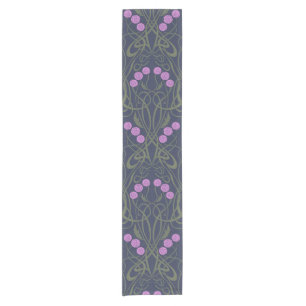 Art Nouveau Pink Roses and Sinuous Stems Short Table Runner