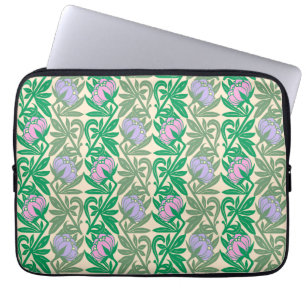Art Nouveau pink water lilies damask Laptop Sleeve