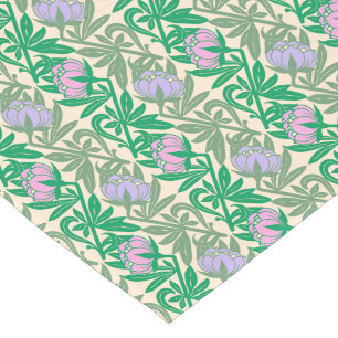 Art Nouveau pink water lilies damask Short Table Runner