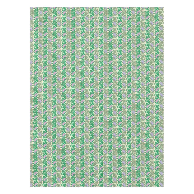 Art Nouveau pink water lilies damask Tablecloth (Front)