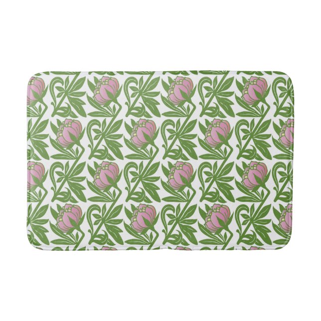 Art Nouveau pink water lilies wallpaper Bath Mat (Front)
