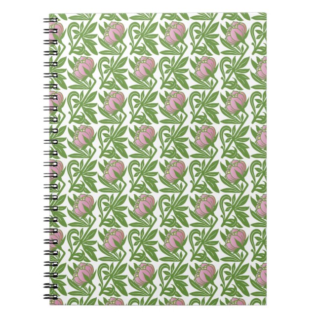 Art Nouveau pink water lilies wallpaper Notebook (Front)
