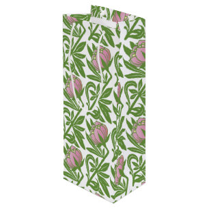 Art Nouveau pink water lilies wallpaper Wine Gift Bag