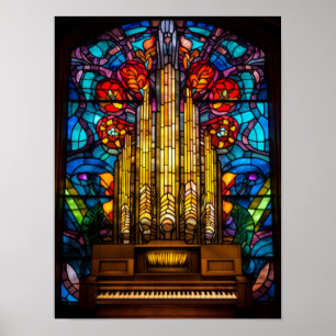 Art Nouveau Pipe Organ Stained Glass Window Art Poster