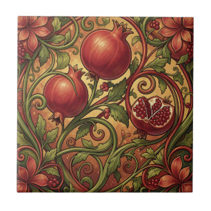 Art Nouveau Pomegranate Ornamental Pattern Tile