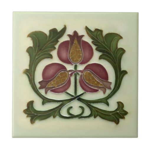 Image of Art Nouveau Pomegranate Reproduction Antique Tile
