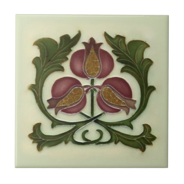Art Nouveau Pomegranate Reproduction Antique Tile (Front)