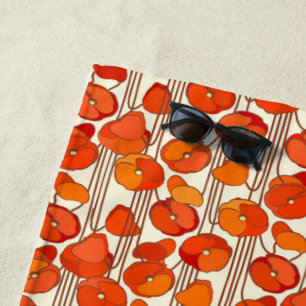 Art Nouveau Poppies Beach Towel