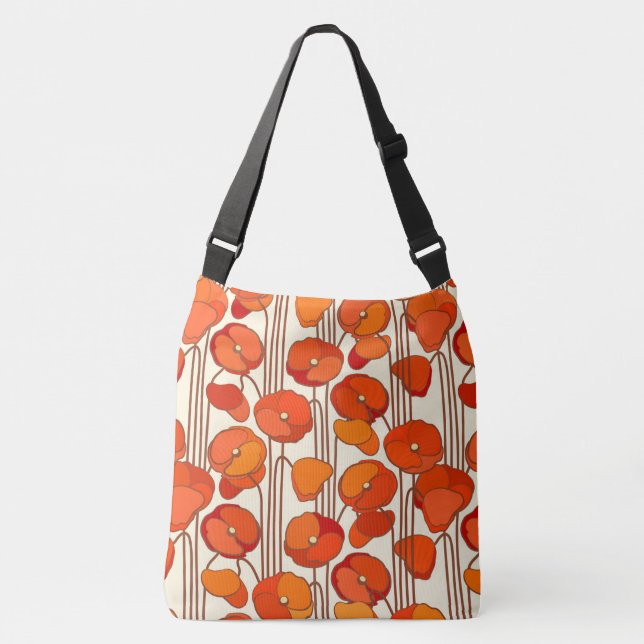 Art Nouveau Poppies Cross-Body Bag (Front)