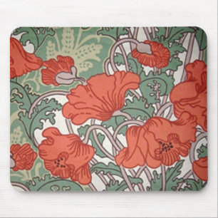 Art Nouveau Poppies Mouse Mat
