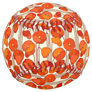 Art Nouveau Poppies Softball