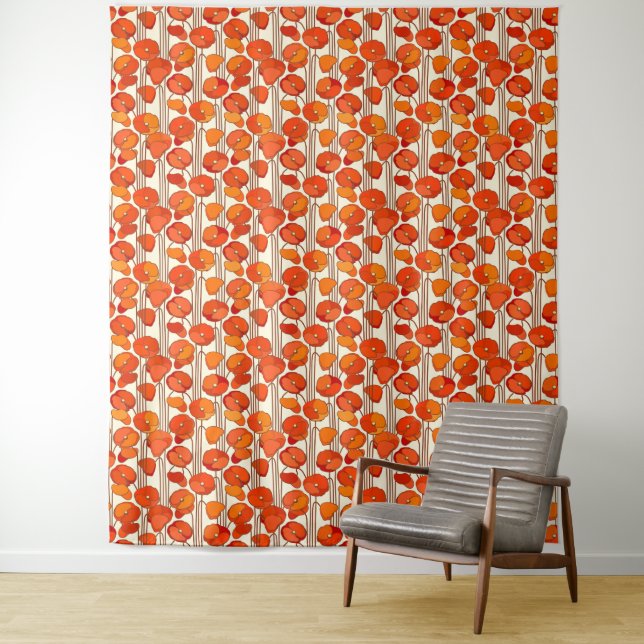 Art Nouveau Poppies Tapestry (In Situ)
