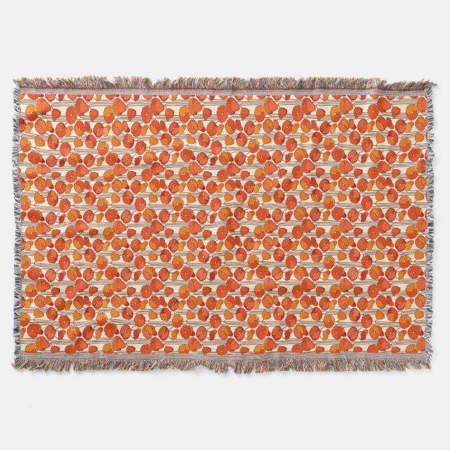 Art Nouveau Poppies Throw Blanket (Front)