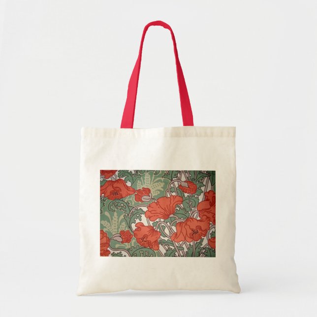 Art Nouveau Poppies Tote Bag (Front)