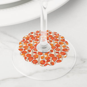 Art Nouveau Poppies Wine Tags