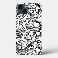 Art nouveau poppy floral black white elegant 