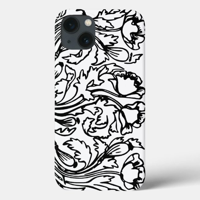 Art nouveau poppy floral black white elegant  Case-Mate iPhone case (Back)