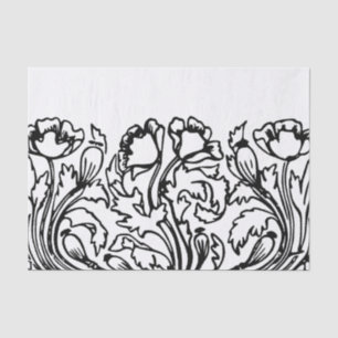 Art nouveau poppy floral black white elegant  tissue paper