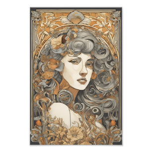 Art Nouveau Portrait Vintage Female Illustration Photo Print