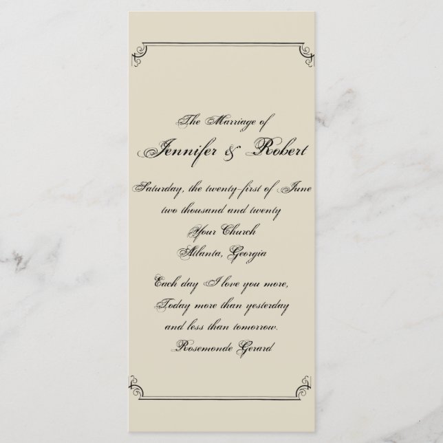 Art Nouveau Posh Wedding Program Programme (Front)