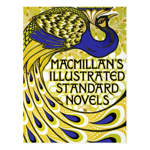 Image of Art Nouveau Postcard: Peacock Illustration Postcard
