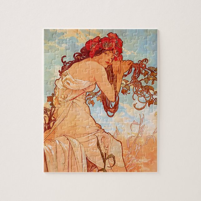 Art Nouveau Poster by Alphonse Mucha - Summer Girl Jigsaw Puzzle (Vertical)