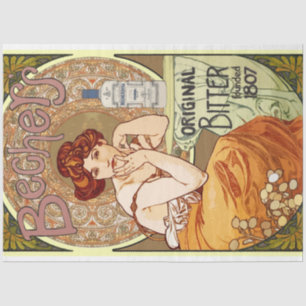 Art Nouveau Poster Lady 18 Decoupage Tissue Paper