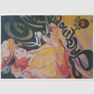 Art Nouveau Poster Lady Decoupage Tissue Paper