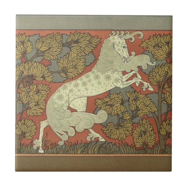 Art Nouveau Prancing Horse Tile (Front)