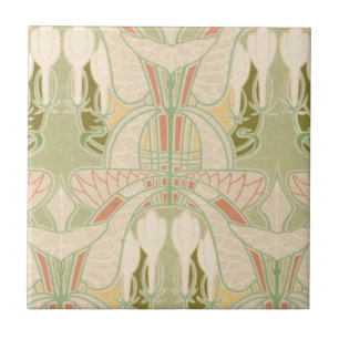 art nouveau pretty geometric pattern floral tile