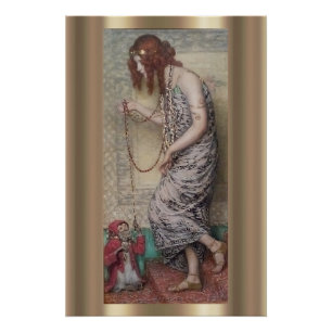 Art nouveau princess and her monkey painting poster