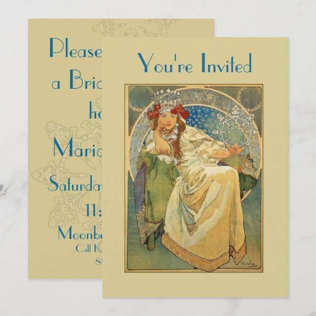 Art Nouveau Princess Bridal Shower Invitation (Front/Back)