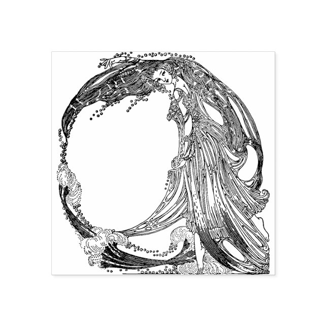 Art Nouveau Princess Rubber Stamp (Imprint)