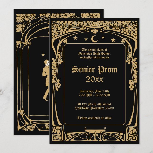 Art Nouveau Prom Invitation (Front/Back)
